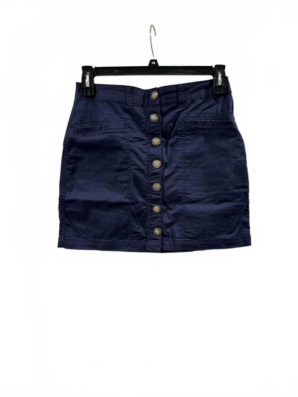 Copper Key Navy Cotton Blend Full Button Front Short Mini Skirt- Size Medium - Picture 2 of 9